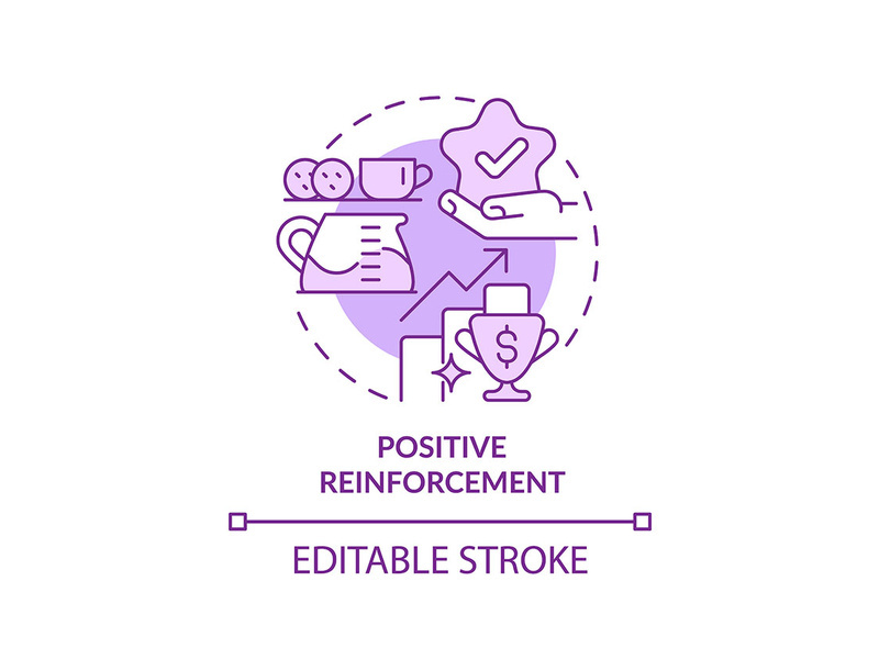 Positive reinforcement purple concept icon
