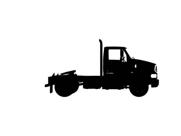 Silhouette of a large truck with a flatbed and cabin silhouette