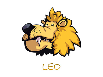Leo zodiac sign flat cartoon vector illustration preview picture