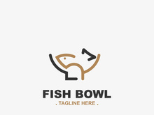 Fish bowl logo design, restaurant logo symbol minimal illustration design