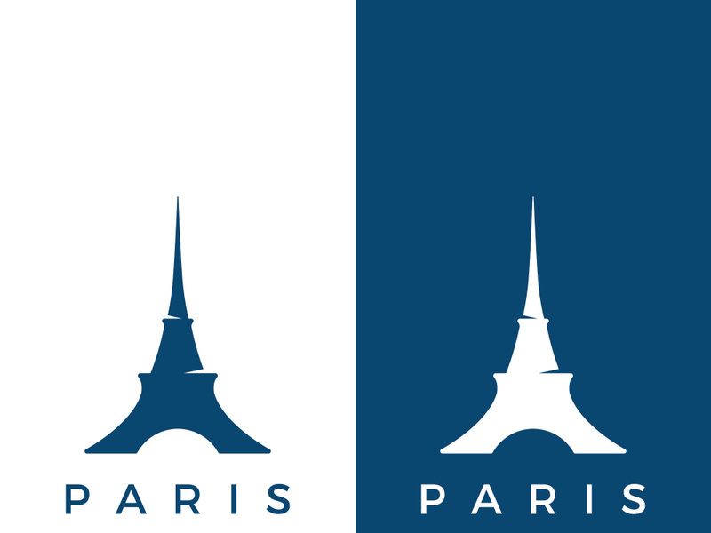 Eiffel Tower building logo design with a creative concept.