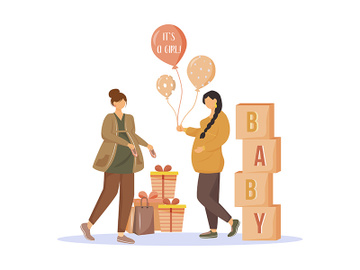 Pregnant women with gifts flat vector illustration preview picture