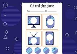 10 Pages Cut and glue game for kids. Cutting practice for preschoolers. Education paper game for children