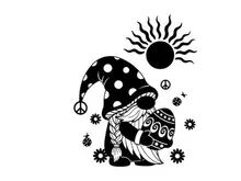 Peaceful silhouette of a gnome under a sunny sky