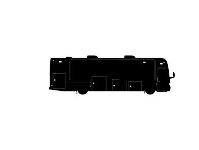 Silhouette of a large recreational vehicle or motorhome