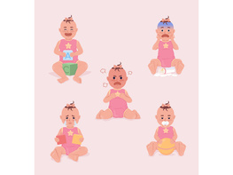 Baby emotions semi flat color vector characters set preview picture
