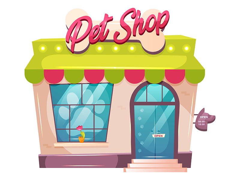 Pet shop cartoon vector illustration