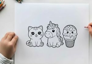 Cute cartoon cat unicorn ice cream vector illustration