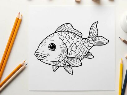 Cute cartoon fish smiling vector illustration flat design