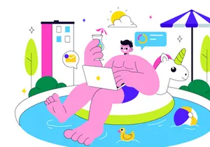 10 Work from Swimming Pool Illustration