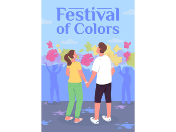 Festival of Colors poster flat vector template preview picture