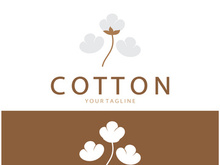 Soft natural organic cotton flower plant logo for cotton plantations, industries,business,textile,clothing and beauty,vector