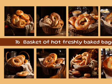 Basket of hot freshly baked bagels preview picture
