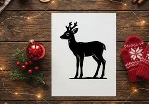 Siluet hitam rusa Natal terisolasi di latar belakang putih untuk desain Natal