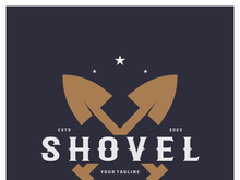 Shovel logo for agriculture, excavation,building, mining foundation. gardening vector set design with leaves