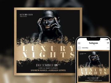 Free Black and Gold Luxury Nights Instagram Post Template preview picture