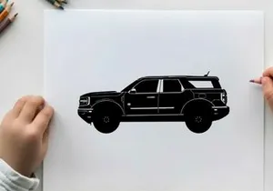 Silhouette of a large black suv with a boxy design
