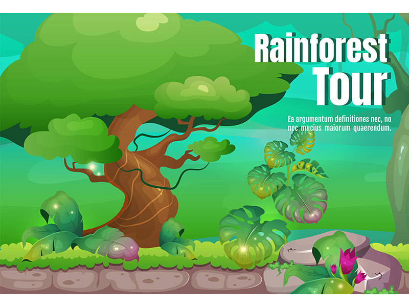 Rainforest tour poster flat vector template