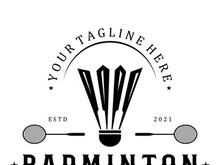 Modern Badminton logo design with Dynamic Shuttlecock and Racket, for championship, sport, sports shop, badminton school, business, company, tournament