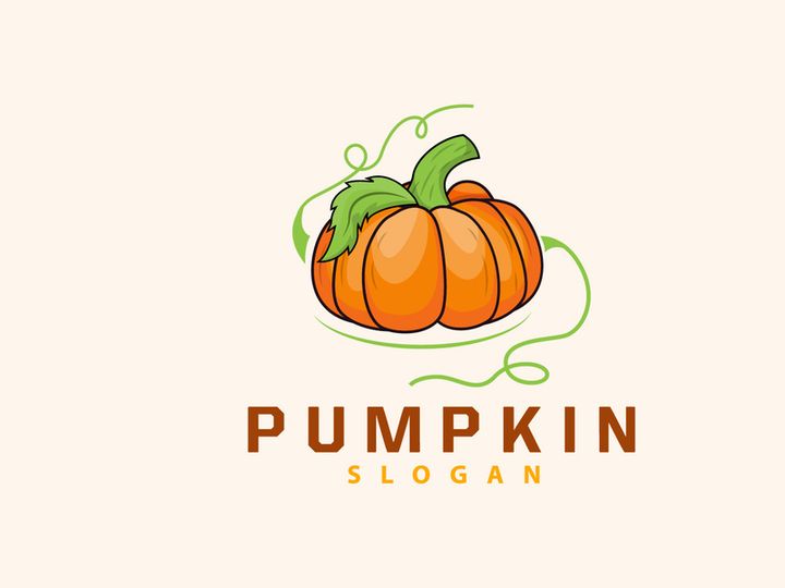 Pumpkin Logo, Pumpkin Vector, Healthy Vegetable Fruit