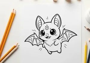 Cute angry bat creature flying vector illustration