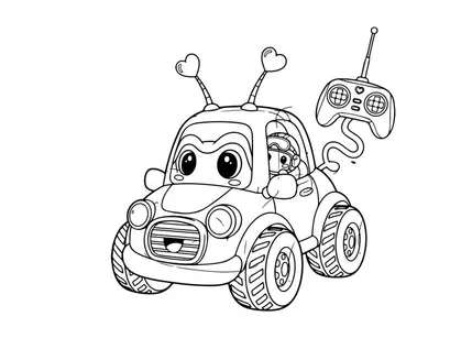Cute cartoon car with remote control vector illustration