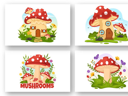 13 Mushrooms Design Illustration