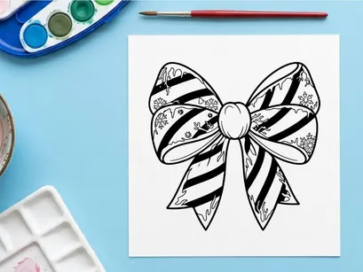 Elegant schwarzer und weißer gestreifter Weihnachtsbogen mit Perlenmitte für festliche Geschenkverpackung