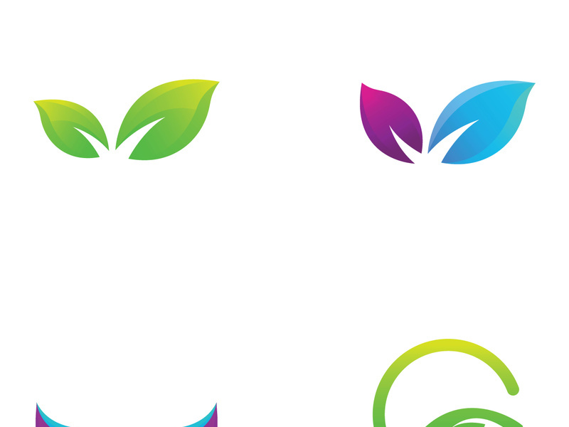 Colorful natural leaf logo design.