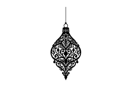 Elegant black ornate Christmas lantern hanging for holiday decor