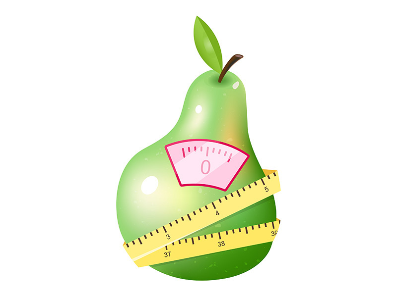 Ripe pear in dietary nutrition flat vector illustration