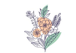 Line Art Flower, Canvas Print Decoration