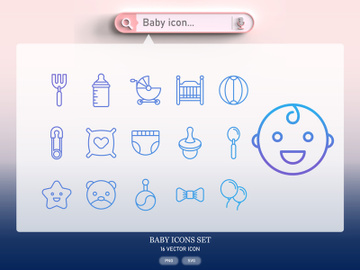 Baby newborn icon set preview picture