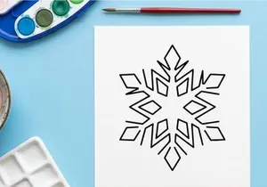 Black and white snowflake icon for Christmas holiday design and winter season decoration.