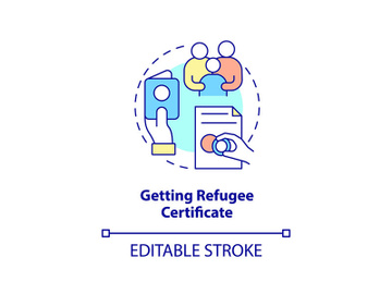 Getting refugee certificate concept icon preview picture