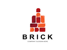 Bricks Logo Design, Material Stone Illustration Vector, Building Construction Icon