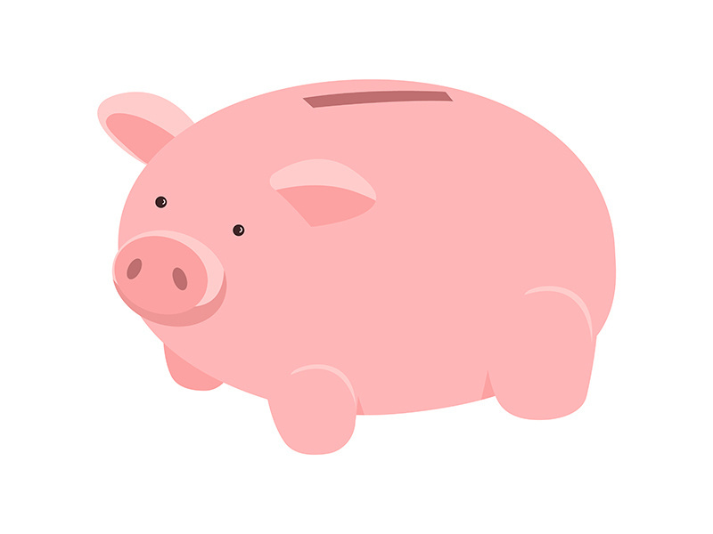 Pig for saving money semi flat color vector object