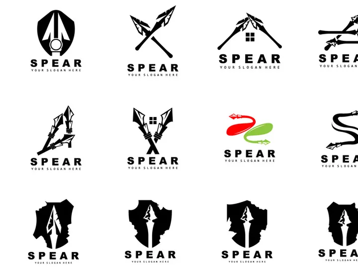 Spear Logo, Hunting Gear Design, Arrow War Weapon, Product Brand Vector