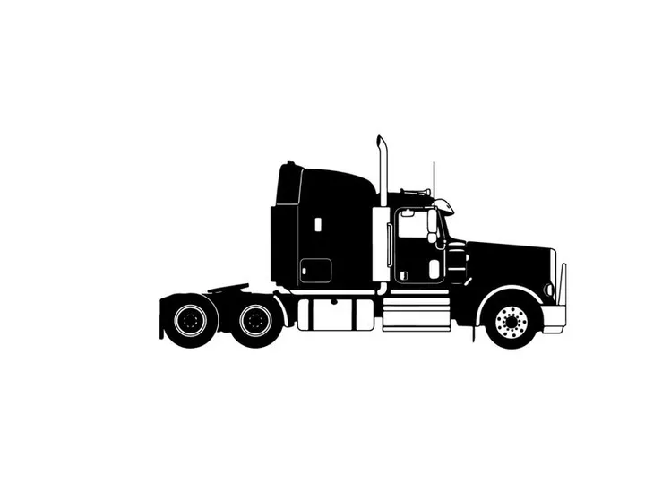 Silhouette of a semi truck with trailer