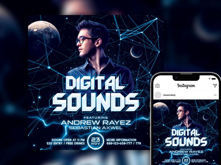 Free Superb Space DJ Party Instagram Post Template