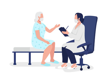 Geriatric physician accepting elderly patient semi flat color vector characters preview picture