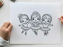 Three ballet dancers holding hands vector illustration