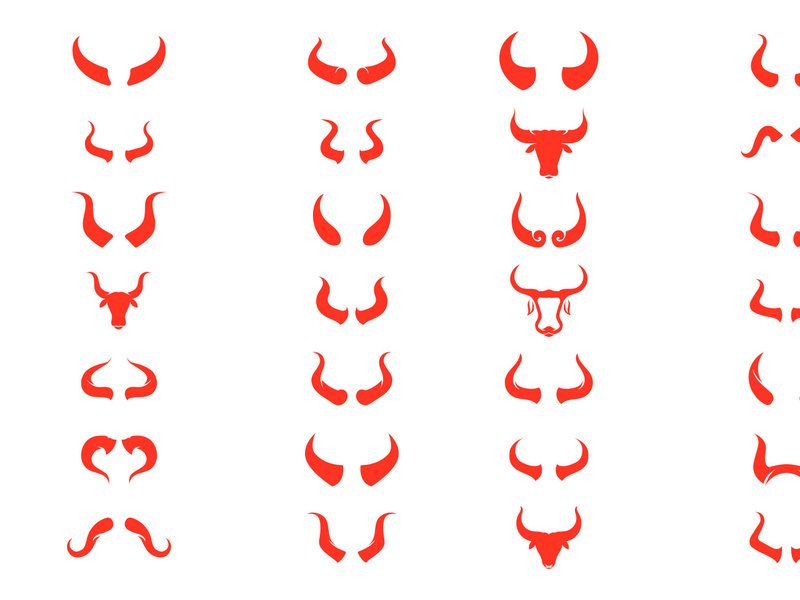 Horn Bull Red Devil Vector Logo element