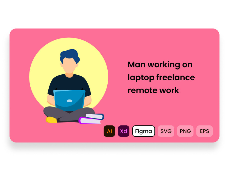 Man working on laptop freelance remote work.