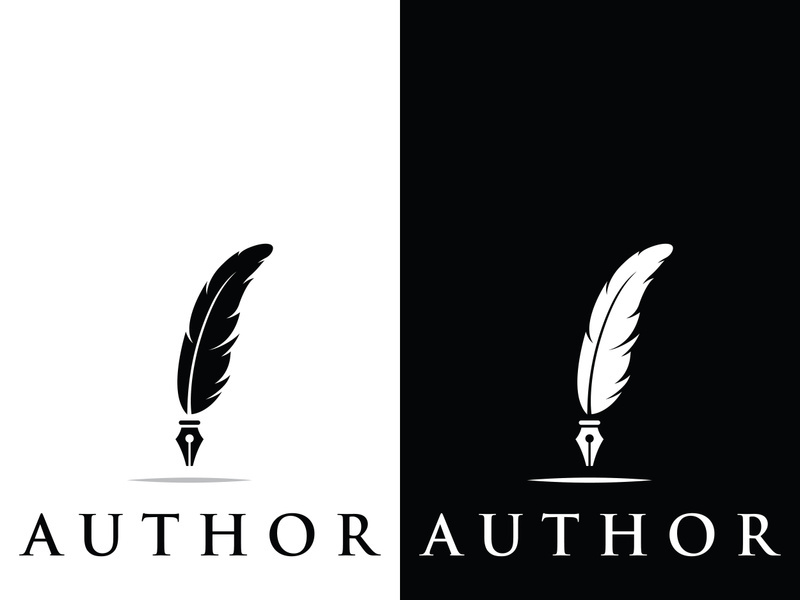 Vintage quill pen logo creative design and with ink.Classic and luxury stationery illustration.