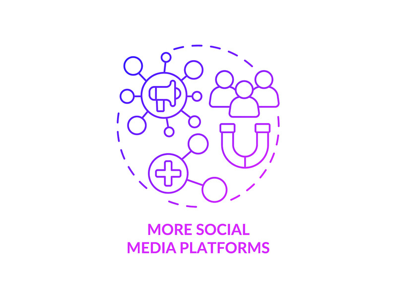 More social media platforms purple gradient concept icon