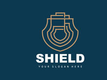 Shield Logo, Safe And Strong Security Vector, Design, Protection Simple Style, Template Brand Icon