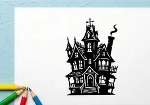Haunted Victorian House Illustration for Horror or Halloween Themes