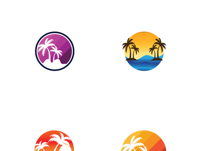 Summer palm tree logo design.