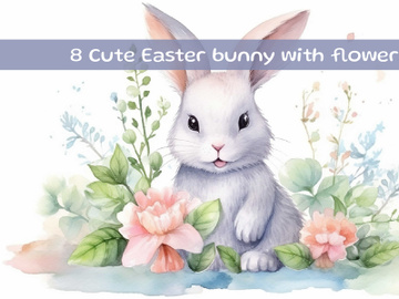 Cute Easter bunny with Easter eggs preview picture